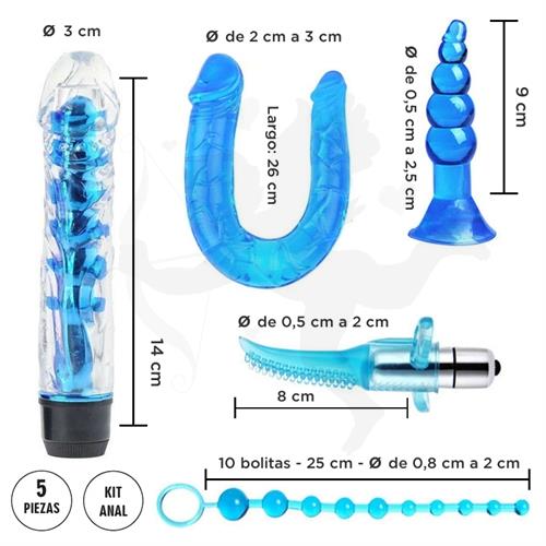 Octans kit de 5 piezas vibradores,dilatadores anales, y doble consolador